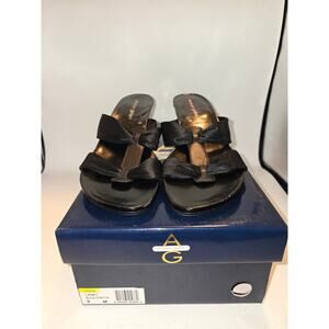 Andrew‎ Geller Laney Black stretch wedge sandal sz 9